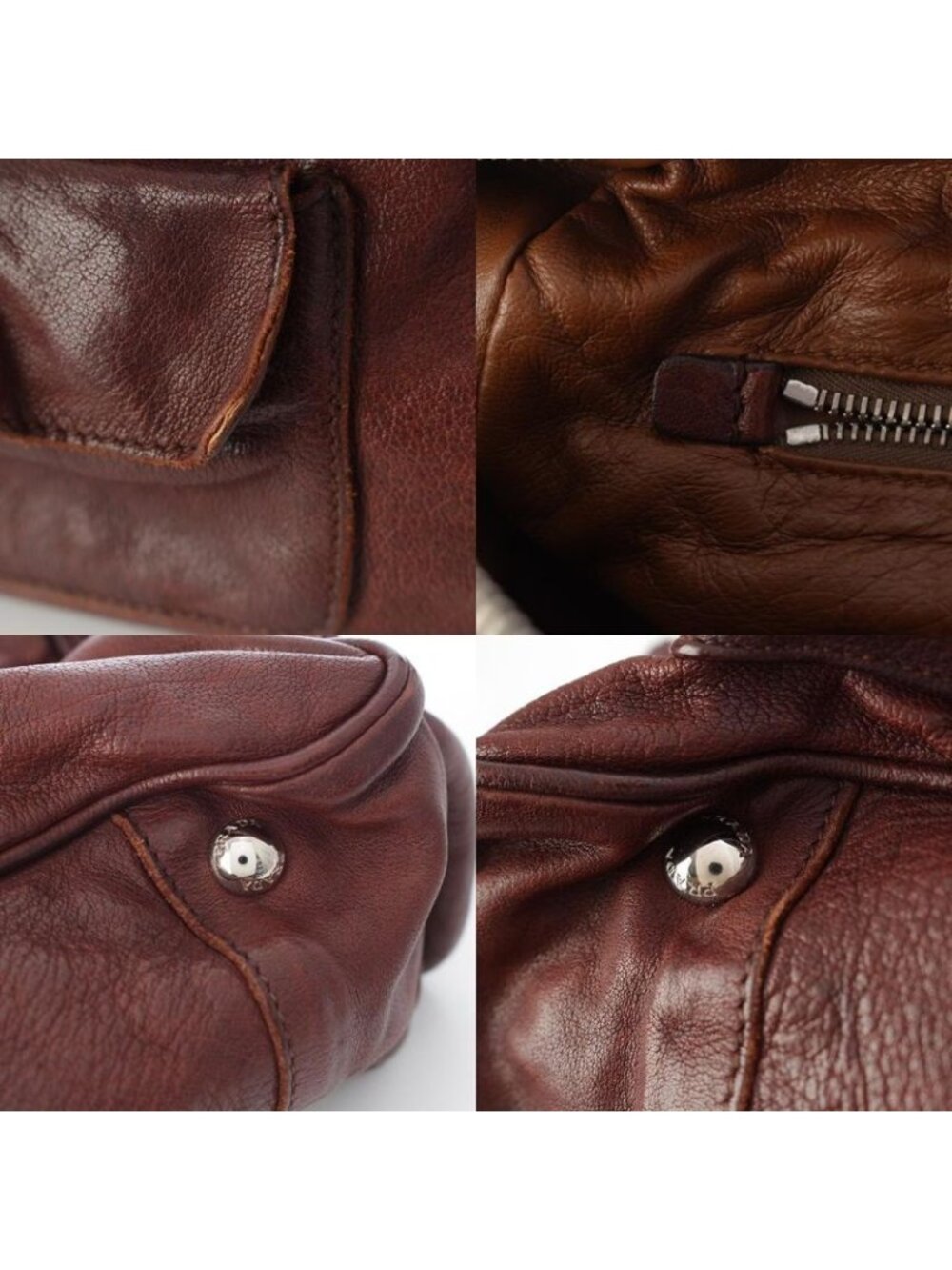 Prada Washed Leather Mini Boston Bag Brown - Picture 9 of 10